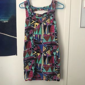 Geometric print body con dress